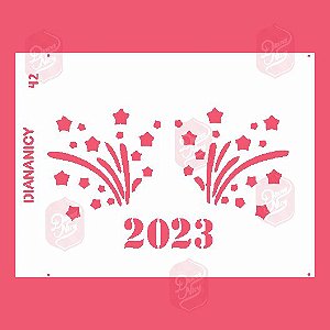 Estêncil Diananicy Nº 42 - Stencil Ano novo 2023 Fogos de Artifício