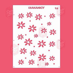 Estêncil Diananicy Nº 48 - Stencil Flores delicadas