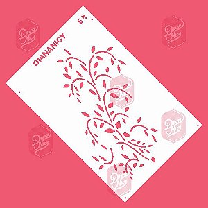 Estêncil Diananicy Nº 54 - Stencil Ramos folhas