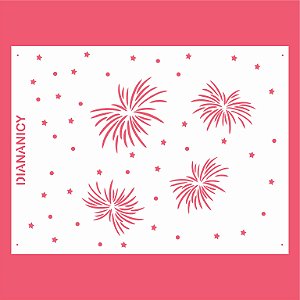 Estêncil Diananicy Nº 132 - Stencil Fogos de artifício