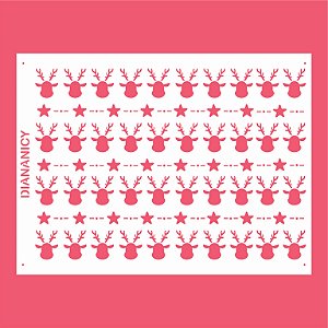 Estêncil Diananicy Nº 158 - Stencil Natalino Diversos Renas