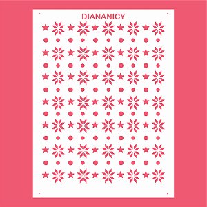 Estêncil Diananicy Nº 162 - Stencil Textura Estrela Natalina