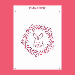 Estêncil Diananicy Nº 192 - Stencil Coelho e ramos