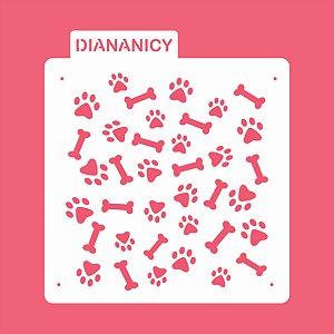 Estêncil Diananicy Nº 232  - Stencil Pata Cachorro Osso