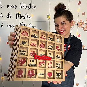 Caixa 25 repartições Amor Eterno  - EM MDF