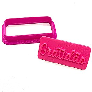Cortador e Marcador Retangular Gratidão 6x3cm