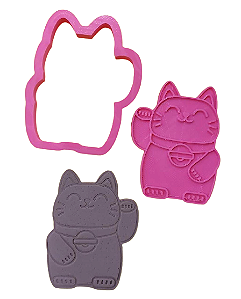 Cortador e marcador gato da sorte maneki-neko 12cm