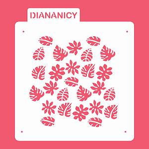 Estêncil Diananicy Nº 88 - Stencil Folhas