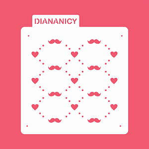 Estêncil Diananicy Nº 104 - Stencil Bigodes e Corações