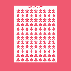 Estêncil Diananicy Nº 127 - Stencil Sprinkles Ginger e Árvore de natal
