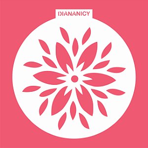 Estêncil Diananicy Nº 291 - Stencil Flor Grande Redondo