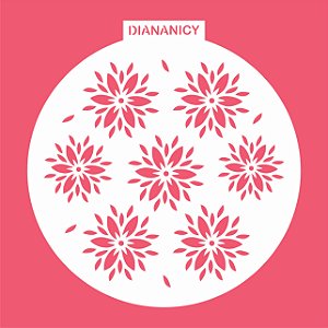 Estêncil Diananicy Nº 293 - Stencil Flores Redondo