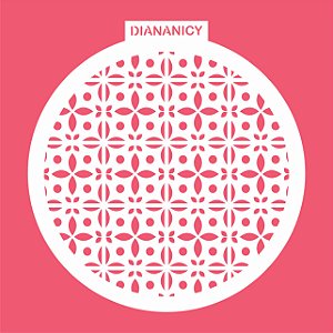 Estêncil Diananicy Nº 295 - Stencil Textura Mosaico Redondo