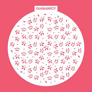 Estêncil Diananicy Nº  294 - Stencil Folhas Redondo