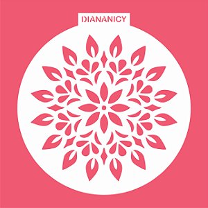 Estêncil Diananicy Nº 292 - Stencil Mandala Flor Redondo