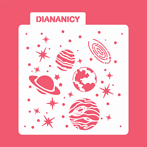 Estêncil Diananicy Nº 69 - Stencil Planetas