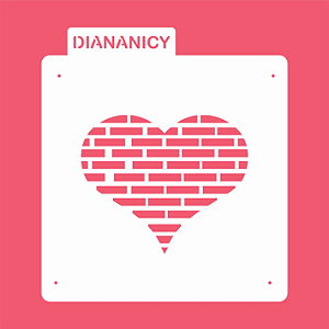 Estêncil Diananicy Nº 219 - Stencil Coração Tijolo