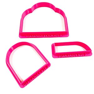 Cortador Moldura Arco com Meia Lua Kit 3 - 8x7cm