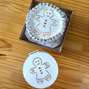 Estêncil Diananicy Nº 388 - Stencil Gingerman Gingerbread Redondo