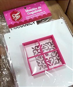 Estêncil Diananicy Nº 383 - Stencil Quadradinho com Cortador Quadrado