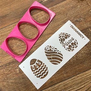 Estêncil Diananicy Nº 350 - Cortador e Stencil Trio Ovos - Alta Produção
