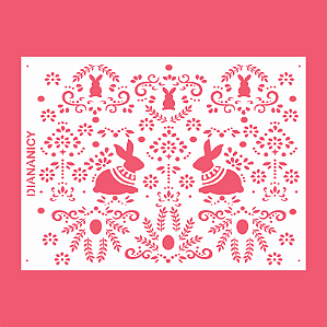 Estêncil Diananicy Nº 346  - Stencil Páscoa Encantada