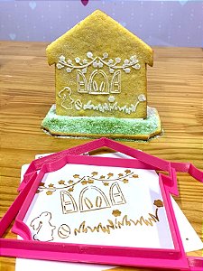 Estêncil Diananicy - Cortador e Stencil Casinha Coelho GRANDE