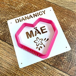 Estêncil Diananicy - Cortador e Stencil MINI Coração Mãe