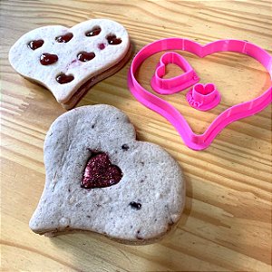 Cortador Linzer Coração com Corações