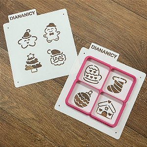 Estêncil Diananicy Nº 479  - Cortador Jogo da Memória e Stencil Duplo Natal