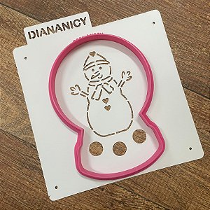 Estêncil Diananicy Nº 478  - Cortador Globo e Stencil Boneco de Neve