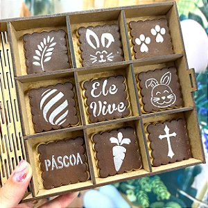 Kit Estêncil Páscoa para Biscoitos e Doces com Um Cortador - NEW