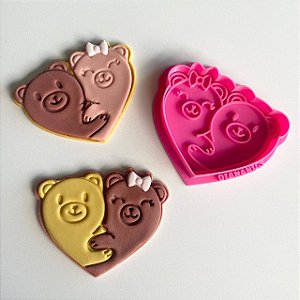 Cortador e Marcador Coração Casal Urso