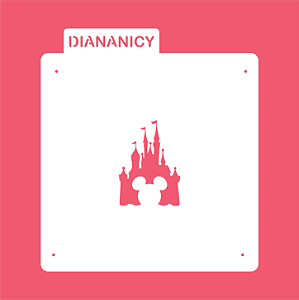 Estêncil Diananicy Nº 408 - Stencil Castelo Mickey Disney