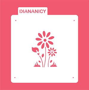 Estêncil Diananicy Nº 406 - Stencil Jardim Flor