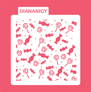 Estêncil Diananicy Nº 419 - Stencil Doce Pirulito