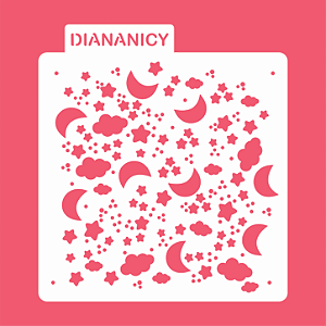 Estêncil Diananicy Nº 436 - Stencil Lua Estrelas Soneca