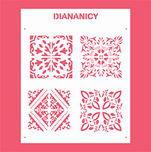 Estêncil Diananicy Nº 447 - Stencil Quatro Azulejos