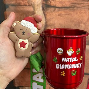 D250114 Cortador e Marcador Urso Natal Abraço COM CANECA EXCLUSIVA EM METAL