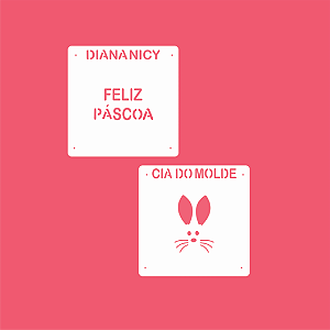 Mini Estêncil para Pão de Mel, Macaron, Brownie - Feliz Páscoa Coelho - Nº 517