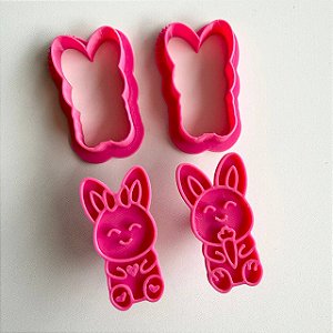 D260001 - Cortador e Marcador Dupla Coelhinha e Coelhinho