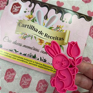 D260039 - Cortador e Marcador Coelho com Tulipa + CARTILHA DE RECEITAS