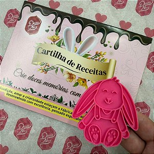 D260049 - Cortador e Marcador Coelho Sentado Fofinho + CARTILHA DE RECEITAS