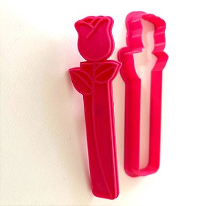 Cortador e Marcador Flor Rosa no Vaso - D260454