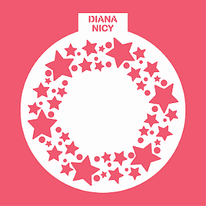 Estêncil Diananicy Nº 621 - Stencil Estrelas Redondo Confeitaria Pasta Biscoito