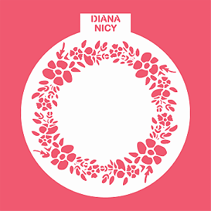 Estêncil Diananicy Nº 623 - Stencil Floral Redondo Confeitaria Pasta Biscoito