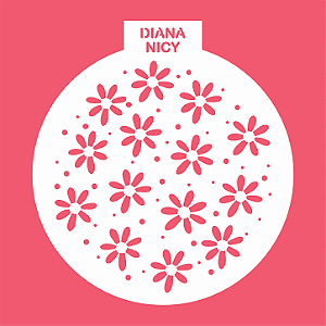 Estêncil Diananicy Nº 616 - Stencil Margaridas Redondo Confeitaria Pasta Biscoito
