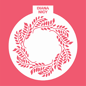 Estêncil Diananicy Nº 622 - Stencil Ramo Redondo Confeitaria Pasta Biscoito