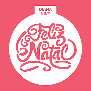 Estêncil Diananicy Nº 625 - Stencil Feliz Natal Redondo Confeitaria Pasta Biscoito