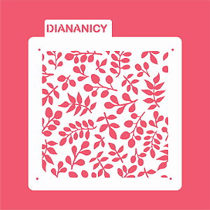 Estêncil Diananicy Nº 597 - Stencil Jardim Folhagens Confeitaria Pasta Biscoito